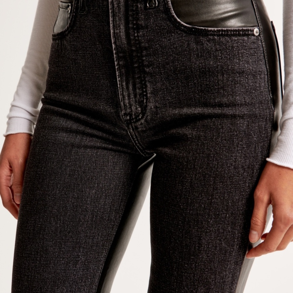 Abercrombie Black Jeans with Leather Accents